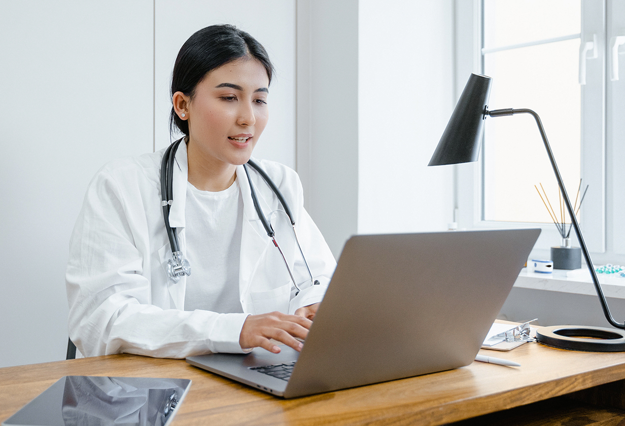 Doctor working at desk